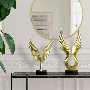 גולדן אנג ' ל כנפיים פסלי דמויות הנשר כנפיים חג המולד מתנת חנוכת בית קישוט חדר Maison לוקס השנה החדשה עיצוב