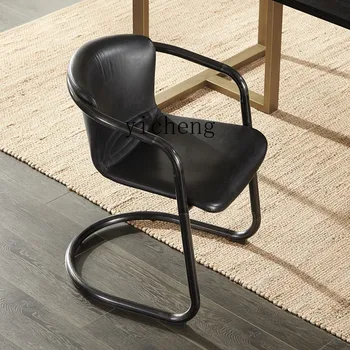 XL עור אמיתי כיסא ברזל האוכל הכיסא תעשייתי מעצב סגנון רטרו משענת הכורסא.