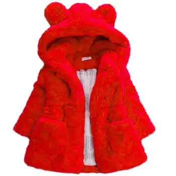 L5YF פעוטות ילדים ילדה חורף חם מעיל הפרווה המזויפת עבור הלבשה עליונה מעיל עם ברדס בגדים