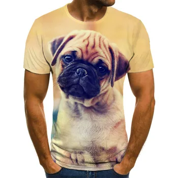 3D חולצות גברים מעניינים של צמרות O-צוואר חולצות בתוספת גודל אופנת רחוב הכלב דפוס חולצת הטריקו של הגברים גברים מזדמנים קיץ