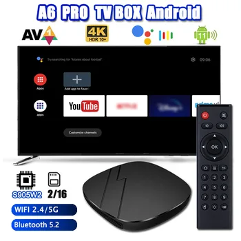 A6 PRO החכם אנדרואיד תיבת הטלוויזיה Amlogic S905W2 אנדרואיד 11 2GB 16GB 4K HD Voice, העוזרת הטלוויזיה Box Media Player SET-Top TV Box