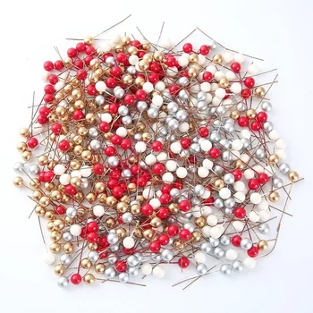 50PCS מיני פלסטיק ברי מלאכותיים פרח אדום דובדבן Pearlescent האבקן DIY החתונה חג מולד העוגה זרי קישוט