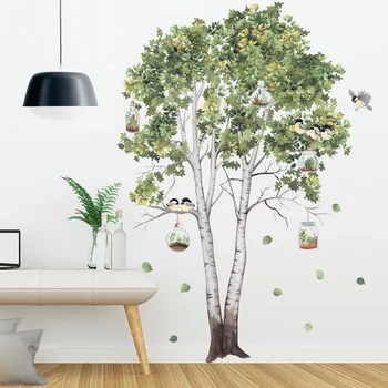עץ גדול מדבקות קיר הסלון קישוט חדר השינה עיצוב הבית נשלף צמחים טריים מדבקות קיר לחדר דקורטיביים טפטים