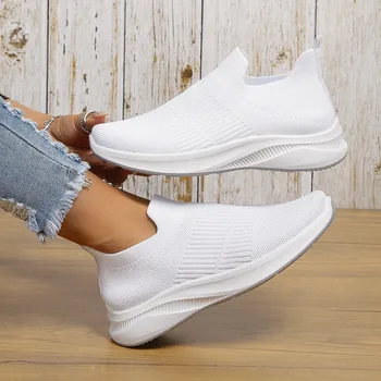 קיץ נעלי נשים חדשות אופנה לבנה לנשימה רשת נעלי ספורט האישה נמוך למעלה תחרה עד הלם קליטת נעלי ריצה