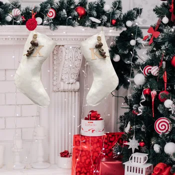 חג המולד, גרביים סנטה קלאוס סוכריות גרביים תיק עץ חג המולד תלוי קישוט מתנות מכתבים קישוט מפורט מציאותי תליון