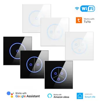 10A WIFI Tuya חכם להחליף האיחוד האירופי 1/2/3Gang מתג האור אלקסה הבית של Google שליטה קולית זכוכית לוח מגע חיישן מתג חכם החיים