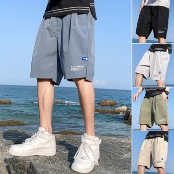 קרח משי מכנסי גברים קיץ Harajuku רצים החוף ספורט יבש מהירה מזדמנים מכנסיים גברים של הברך אורך מכנסיים אופנתיים כדורסל