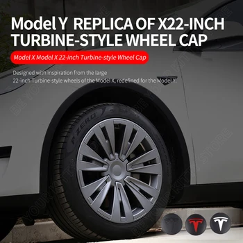 19Inch גלגל רכזת כובעים עבור טסלה מודל Y 2021-2022 ABS כיסוי גלגל סטיילינג לקישוט צלחות טסלה מודל Y 2023 אביזרי רכב
