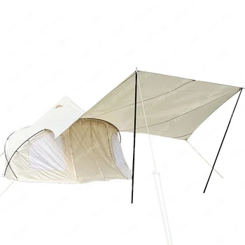 מחנה האוהלים חיצונית מעובה גשם הוכחה חדר שינה אחד וסלון קמפינג אוהל מתקפל ונייד כותנה-בד אוהלים