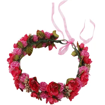 נשים כלה הפרח גרלנד בגימור פרח הכתר שיער זר accesorios para el קאבייו mujer faux de tete mariage 2023
